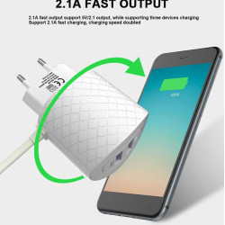 Mobile Charger Senmaxu 2.1A Dual USB Port + Direct Connector Cable Mobile Charger Senmaxu 2.1A Dual USB Port + Direct Connector Cable
