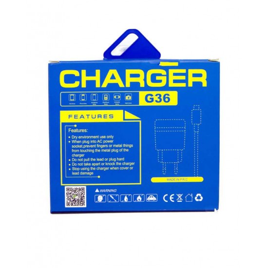 Mobile Charger MAL G36 3A Dual USB Port With Direct Connector Cable