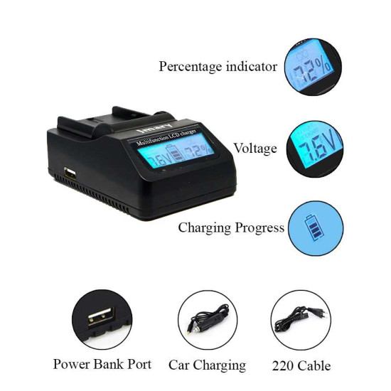 Charger Jmray EN-EL15 MH-25 Digital LCD Quick Replace Charger For Nikon D7200 D610 D600 D750 D810 D850