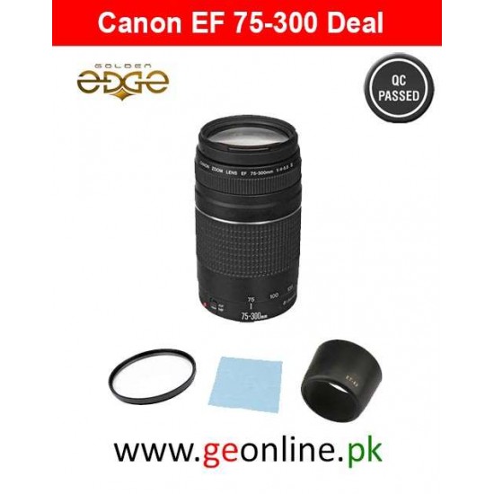 Lens Canon EF 75-300mm f/4-5.6 III+UV Filter+Lens Hood+Cleaning Cloth