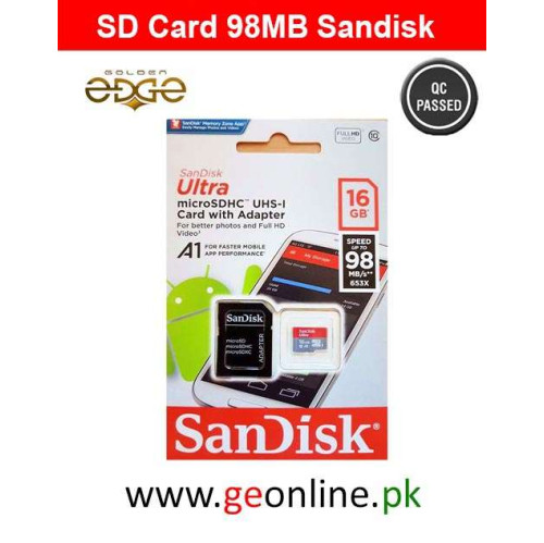 Memory Card SanDisk 16GB Micro SD 98MB/Sec Ultra Memory Card SanDisk 16GB Micro SD 98MB/Sec Ultra