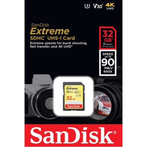 Memory Card SanDisk 32GB Extreme UHS-I SDHC Memory Card 90MB/sec Memory Card SanDisk 32GB Extreme UHS-I SDHC Memory Card 90MB/sec