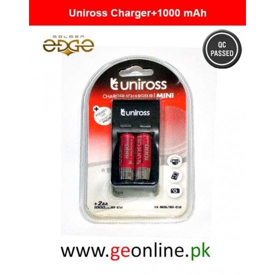 Charger Uniross  Mini Pocket + 2 AA Rechargeable 1000 mAH Batteries